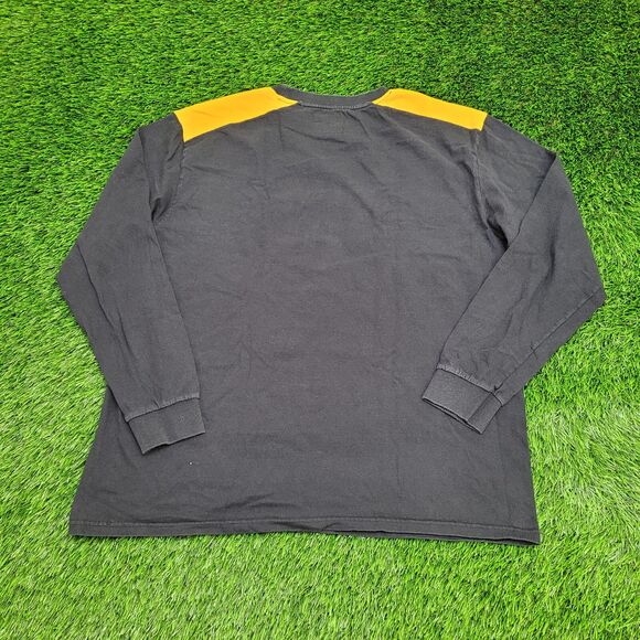 Pittsburgh-Steelers Shirt Large 23x26 Spellout Black Yellow - Picture 2 of 12